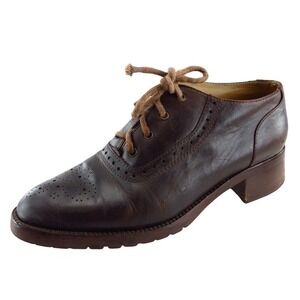 Le Saunda‎ Lace Up Low Cut Boots Brown Women Sz 37